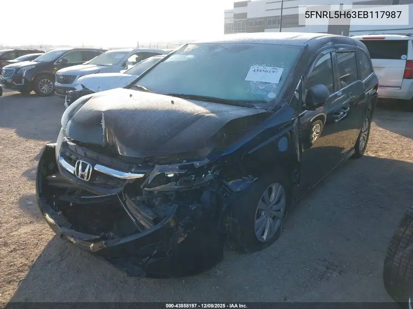 5FNRL5H63EB117987 2014 Honda Odyssey Ex-L