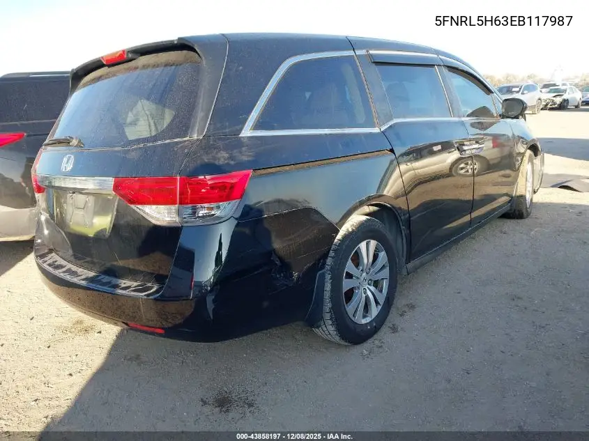 5FNRL5H63EB117987 2014 Honda Odyssey Ex-L