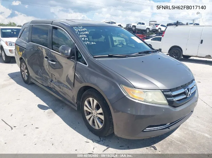 5FNRL5H62FB017140 2015 Honda Odyssey Ex-L