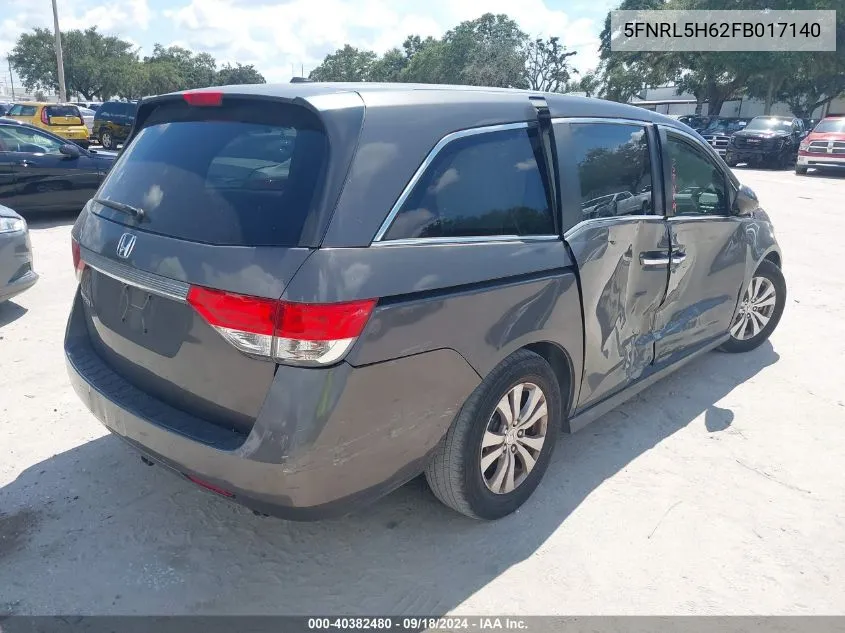 2015 Honda Odyssey Ex-L VIN: 5FNRL5H62FB017140 Lot: 40382480