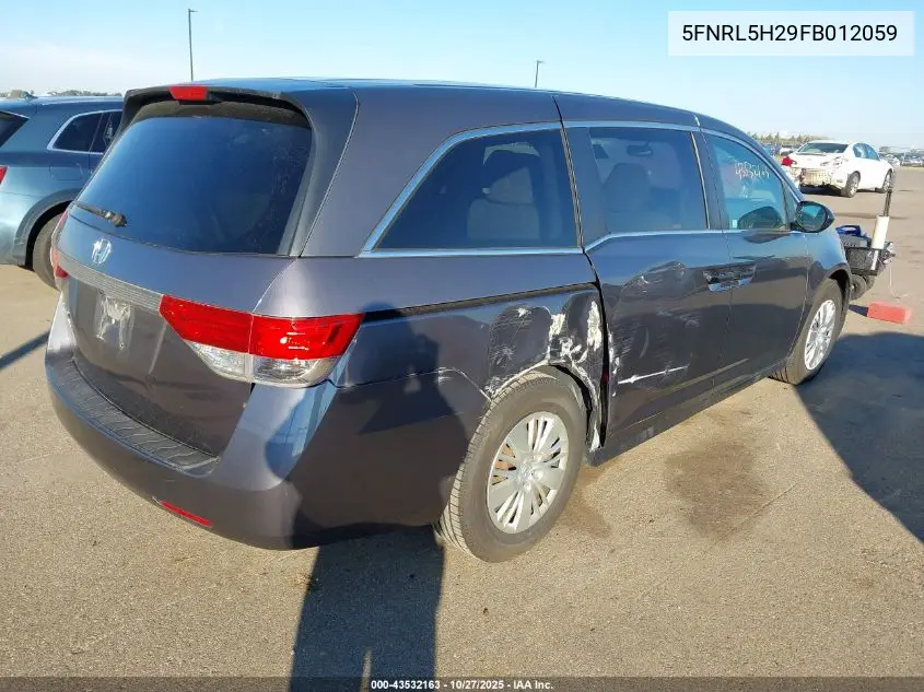 5FNRL5H29FB012059 2015 Honda Odyssey Lx