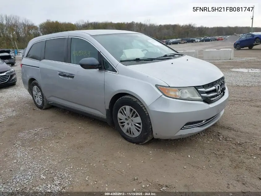 5FNRL5H21FB081747 2015 Honda Odyssey Lx