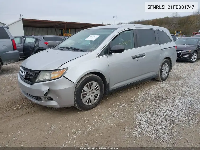 5FNRL5H21FB081747 2015 Honda Odyssey Lx