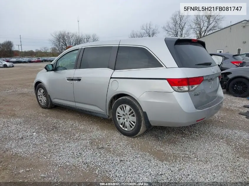 5FNRL5H21FB081747 2015 Honda Odyssey Lx