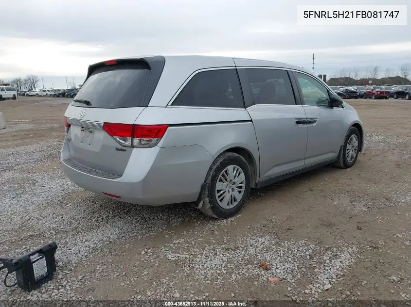 5FNRL5H21FB081747 2015 Honda Odyssey Lx