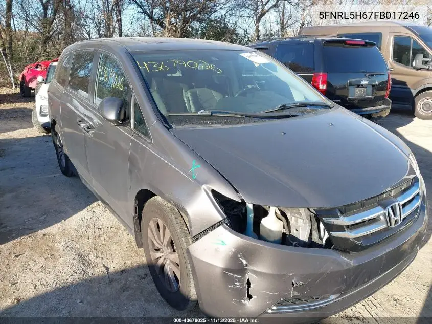 5FNRL5H67FB017246 2015 Honda Odyssey Ex-L