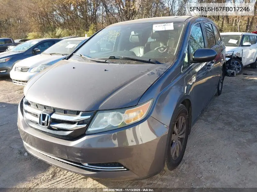 5FNRL5H67FB017246 2015 Honda Odyssey Ex-L