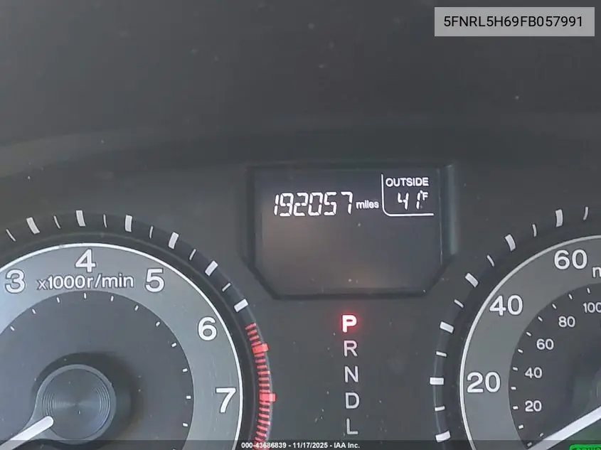 5FNRL5H69FB057991 2015 Honda Odyssey Ex-L