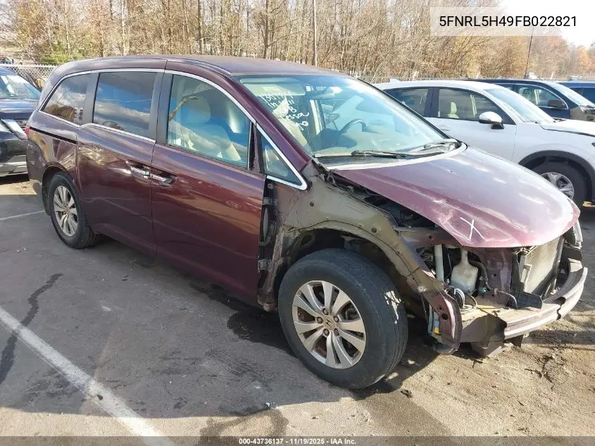 5FNRL5H49FB022821 2015 Honda Odyssey Ex