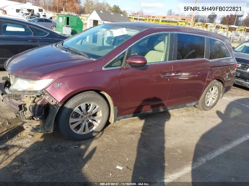 5FNRL5H49FB022821 2015 Honda Odyssey Ex