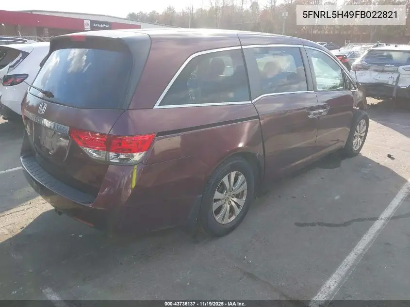 5FNRL5H49FB022821 2015 Honda Odyssey Ex