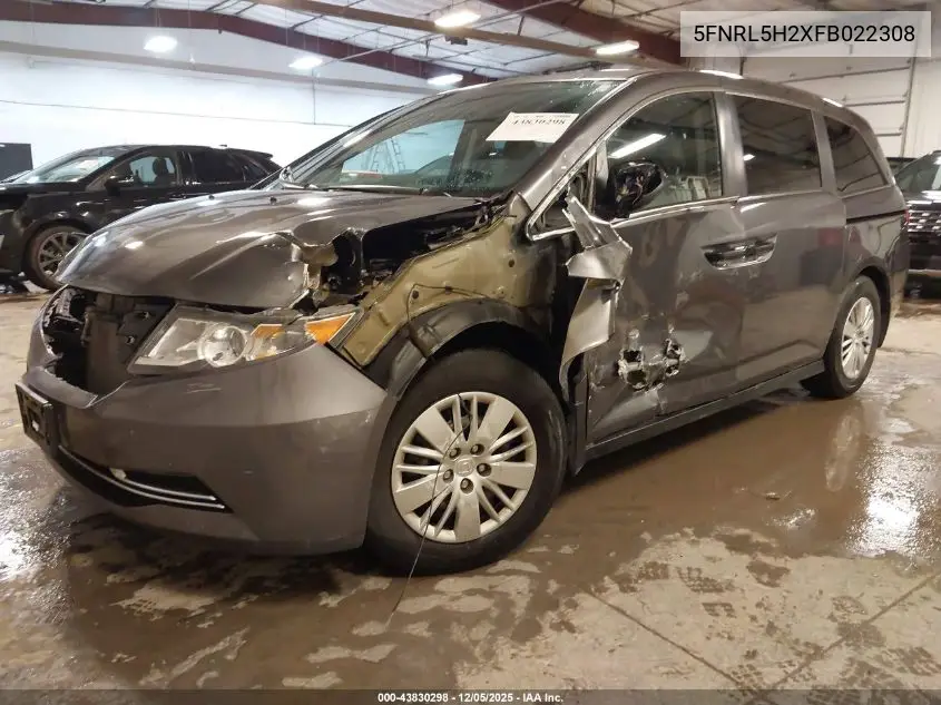 5FNRL5H2XFB022308 2015 Honda Odyssey Lx