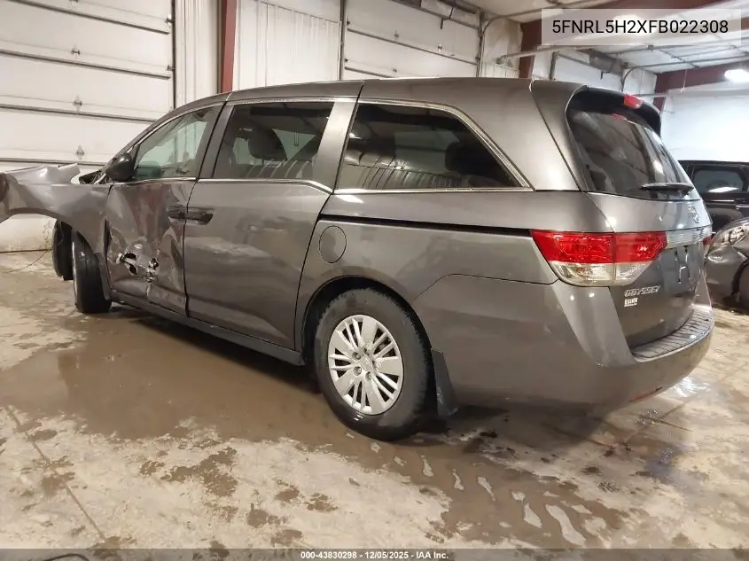 5FNRL5H2XFB022308 2015 Honda Odyssey Lx