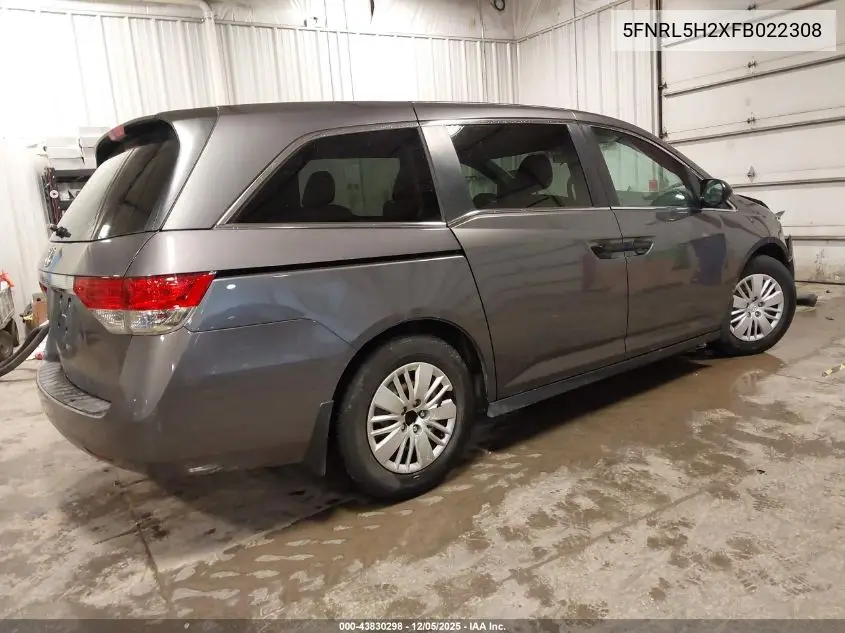 5FNRL5H2XFB022308 2015 Honda Odyssey Lx