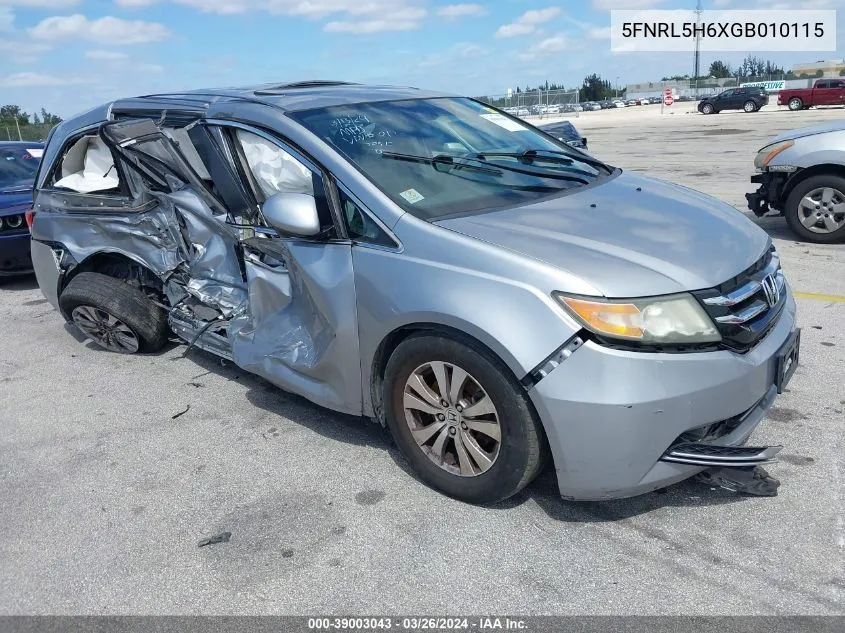 5FNRL5H6XGB010115 2016 Honda Odyssey Ex-L