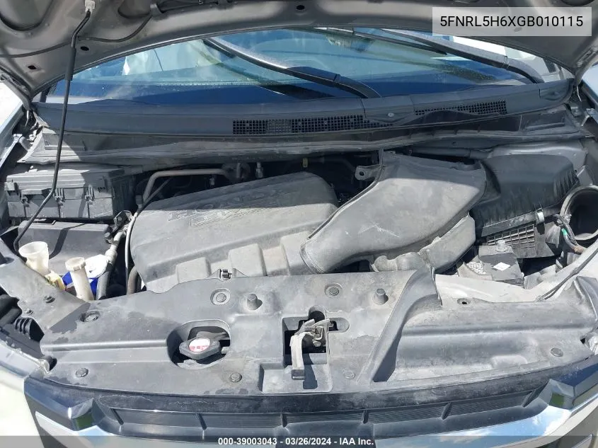5FNRL5H6XGB010115 2016 Honda Odyssey Ex-L