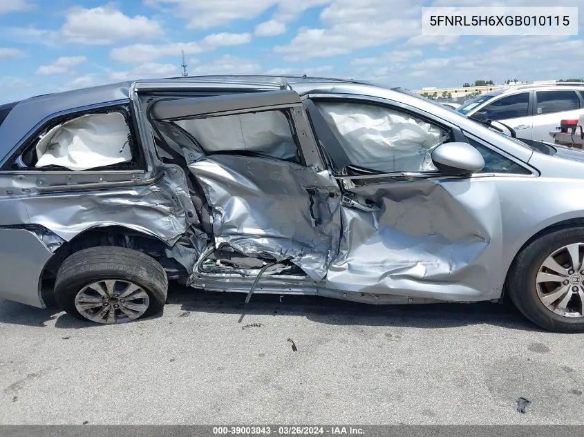 5FNRL5H6XGB010115 2016 Honda Odyssey Ex-L