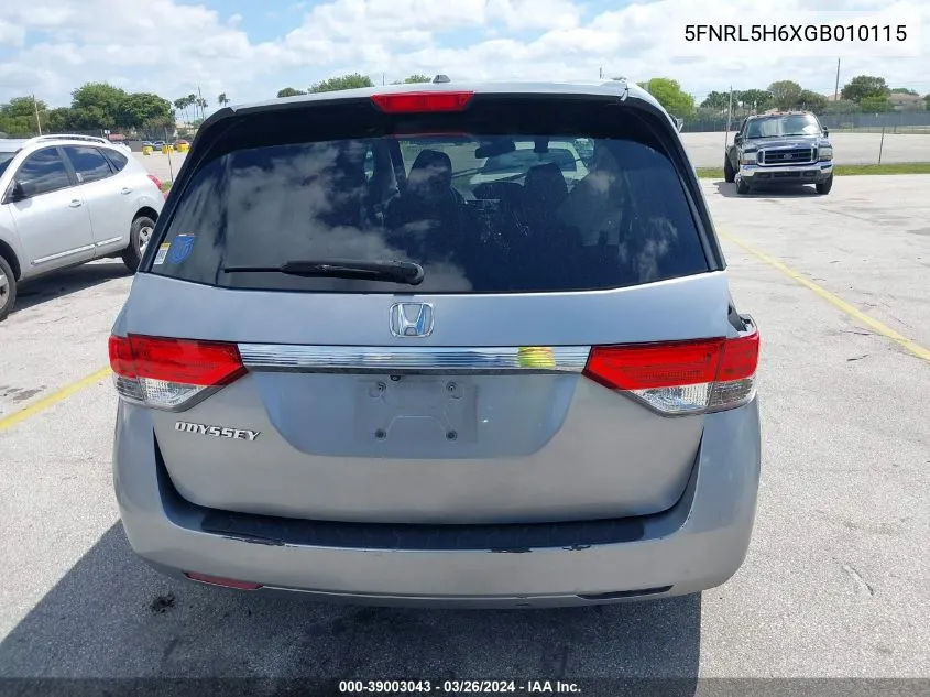 5FNRL5H6XGB010115 2016 Honda Odyssey Ex-L