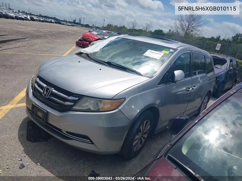 5FNRL5H6XGB010115 2016 Honda Odyssey Ex-L