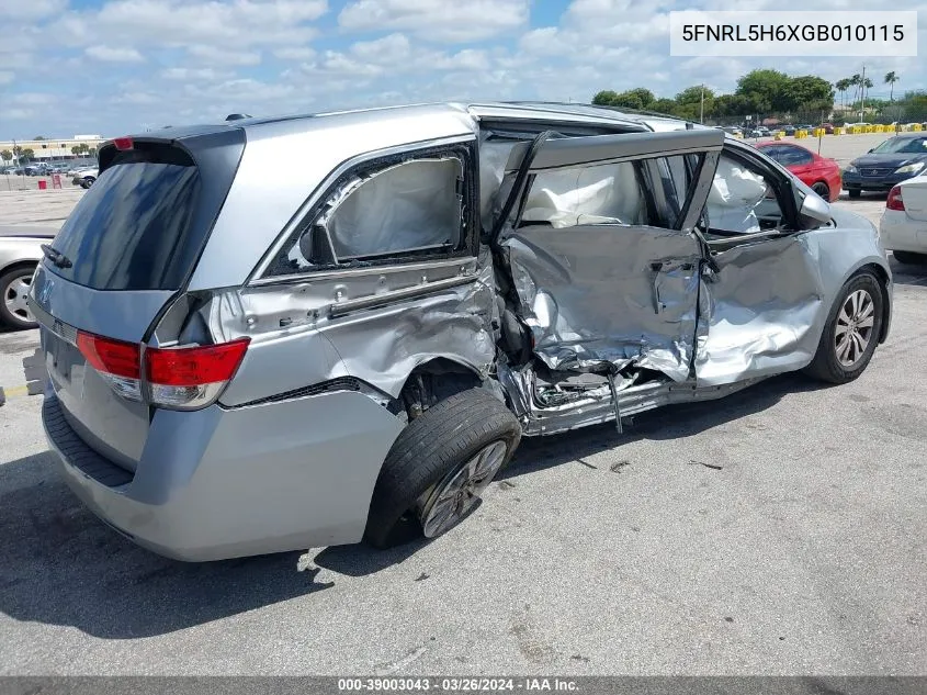 5FNRL5H6XGB010115 2016 Honda Odyssey Ex-L