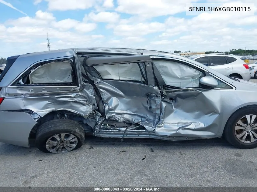 5FNRL5H6XGB010115 2016 Honda Odyssey Ex-L