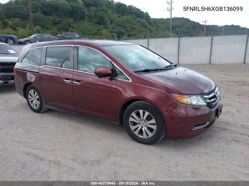 5FNRL5H6XGB136099 2016 Honda Odyssey Ex-L