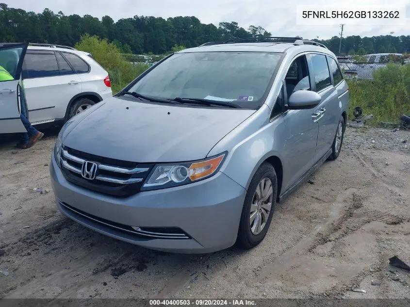 2016 Honda Odyssey Ex-L VIN: 5FNRL5H62GB133262 Lot: 40400503