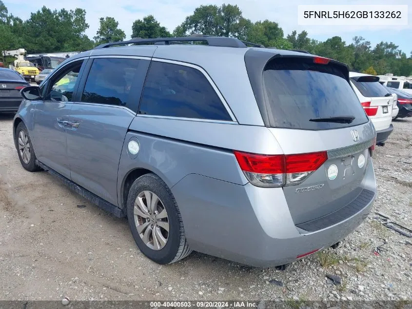 2016 Honda Odyssey Ex-L VIN: 5FNRL5H62GB133262 Lot: 40400503