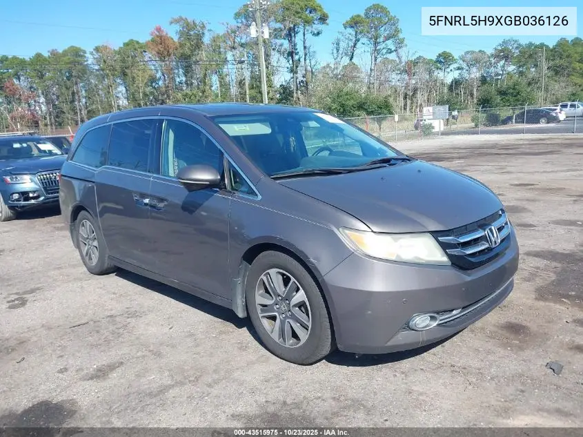 5FNRL5H9XGB036126 2016 Honda Odyssey Touring/Touring Elite