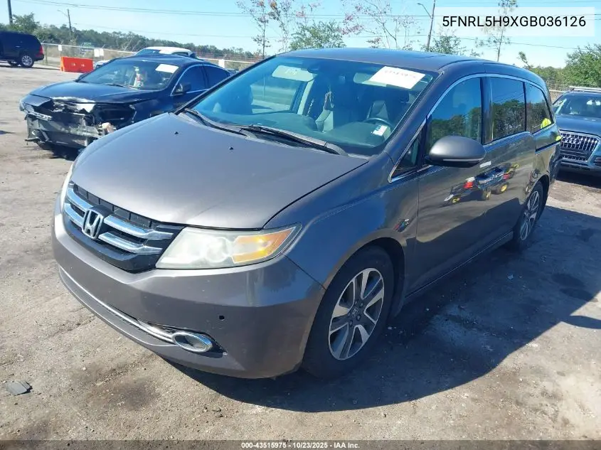 5FNRL5H9XGB036126 2016 Honda Odyssey Touring/Touring Elite