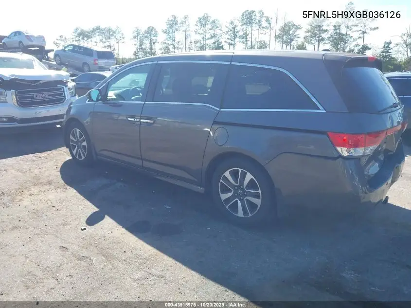 5FNRL5H9XGB036126 2016 Honda Odyssey Touring/Touring Elite