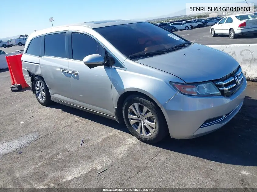 5FNRL5H64GB040503 2016 Honda Odyssey Ex-L