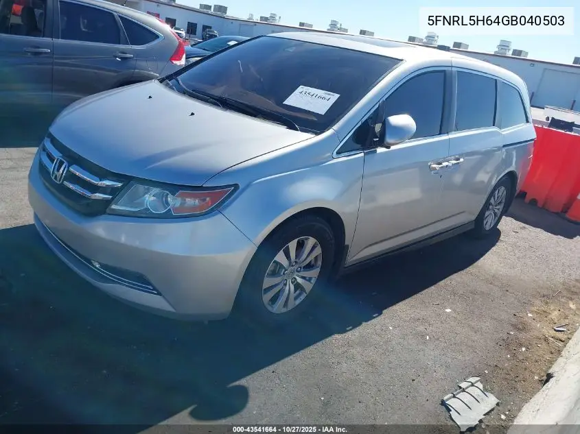 5FNRL5H64GB040503 2016 Honda Odyssey Ex-L
