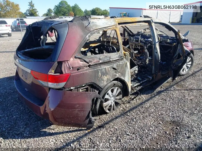 5FNRL5H63GB062198 2016 Honda Odyssey Ex-L