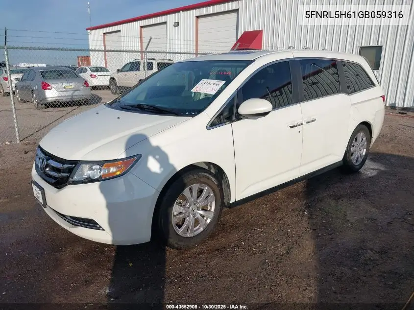 5FNRL5H61GB059316 2016 Honda Odyssey Ex-L