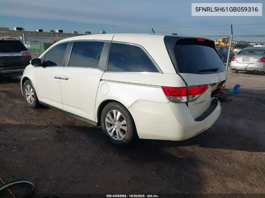 5FNRL5H61GB059316 2016 Honda Odyssey Ex-L