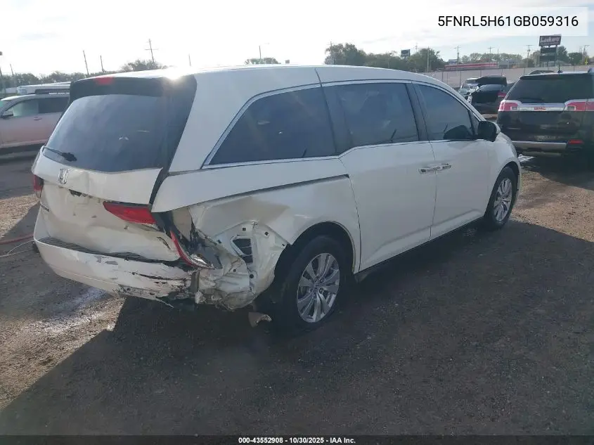 5FNRL5H61GB059316 2016 Honda Odyssey Ex-L