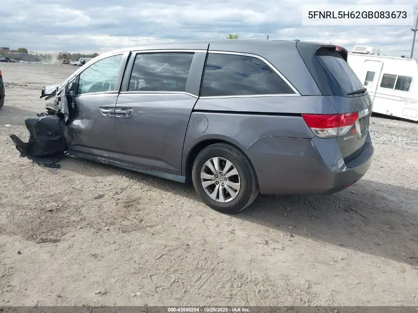 5FNRL5H62GB083673 2016 Honda Odyssey Ex-L