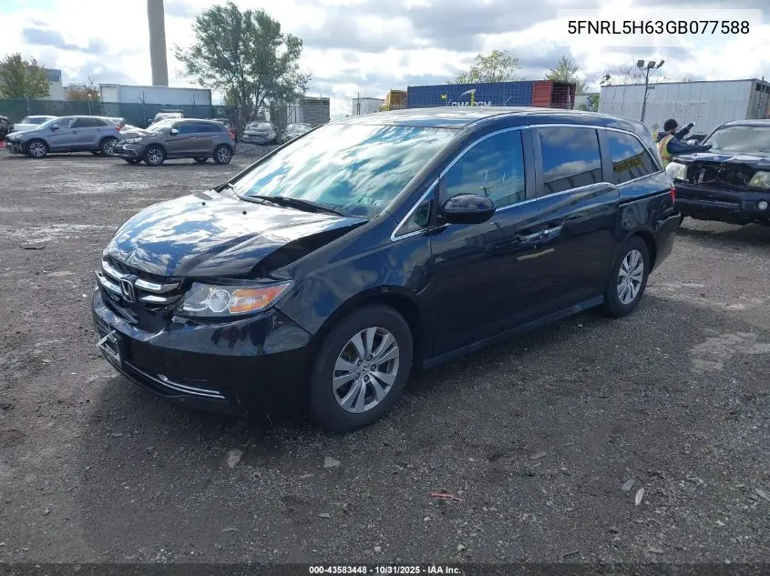5FNRL5H63GB077588 2016 Honda Odyssey Ex-L