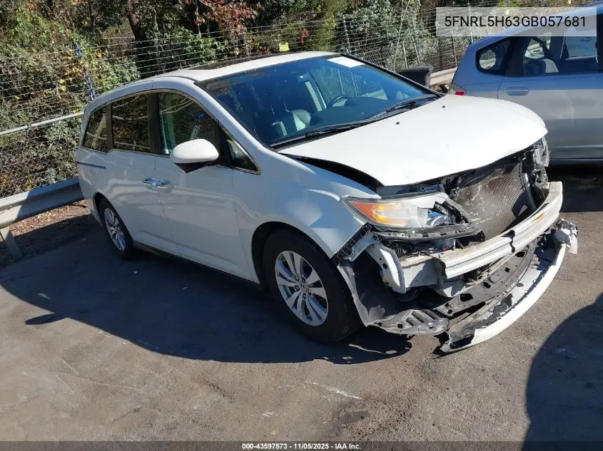 5FNRL5H63GB057681 2016 Honda Odyssey Ex-L