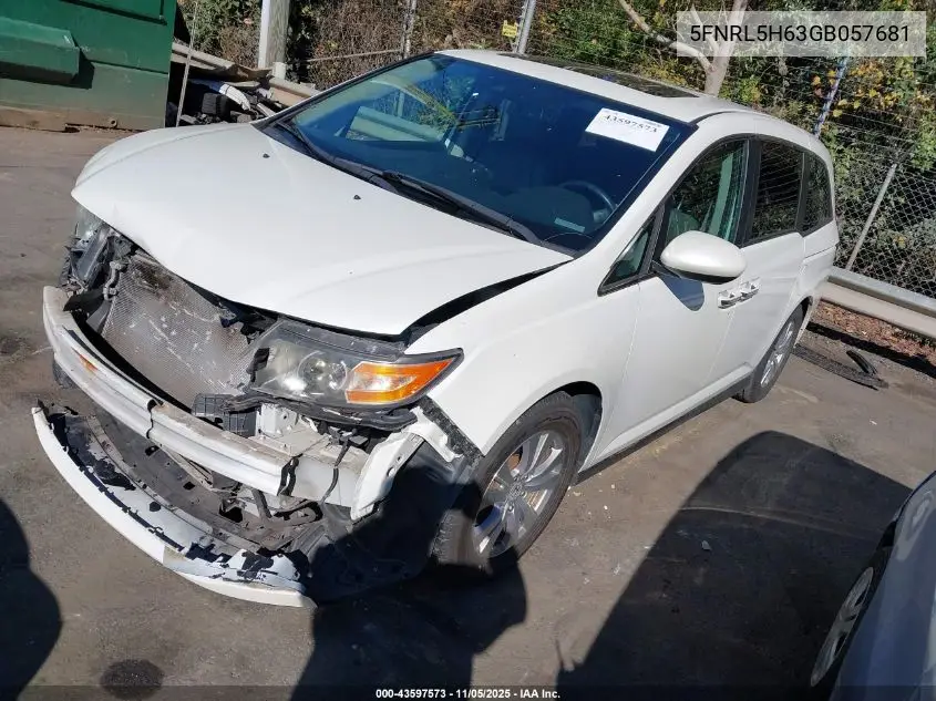 5FNRL5H63GB057681 2016 Honda Odyssey Ex-L