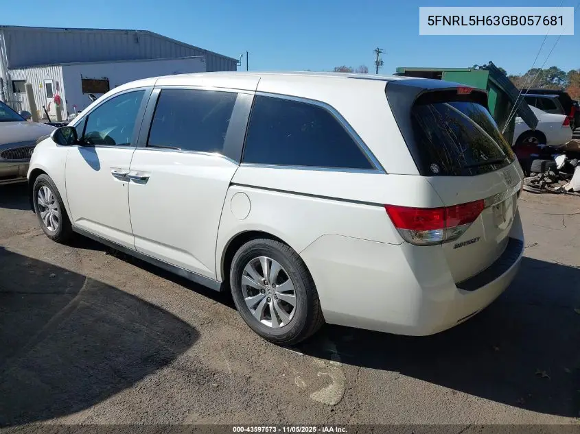 5FNRL5H63GB057681 2016 Honda Odyssey Ex-L