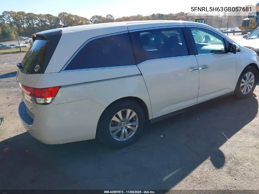5FNRL5H63GB057681 2016 Honda Odyssey Ex-L