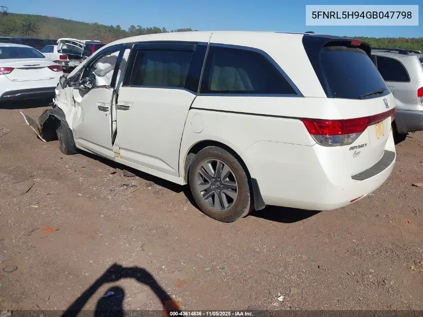 5FNRL5H94GB047798 2016 Honda Odyssey Touring/Touring Elite
