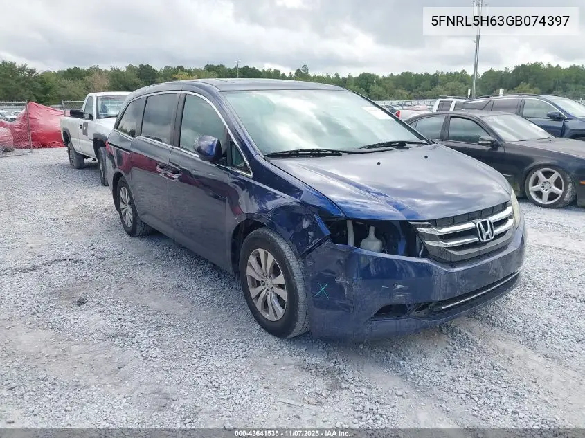 5FNRL5H63GB074397 2016 Honda Odyssey Ex-L