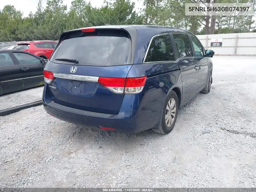 5FNRL5H63GB074397 2016 Honda Odyssey Ex-L