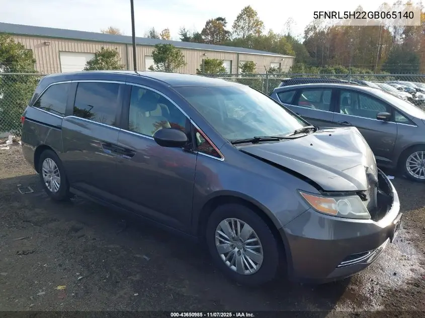 5FNRL5H22GB065140 2016 Honda Odyssey Lx