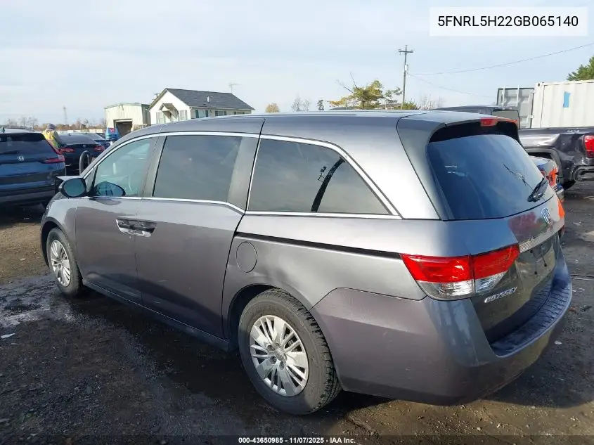 5FNRL5H22GB065140 2016 Honda Odyssey Lx