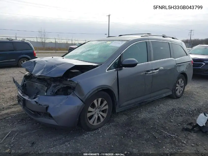 5FNRL5H33GB043799 2016 Honda Odyssey Se