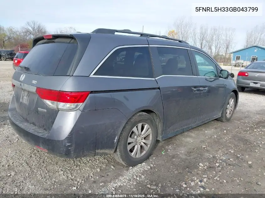 5FNRL5H33GB043799 2016 Honda Odyssey Se